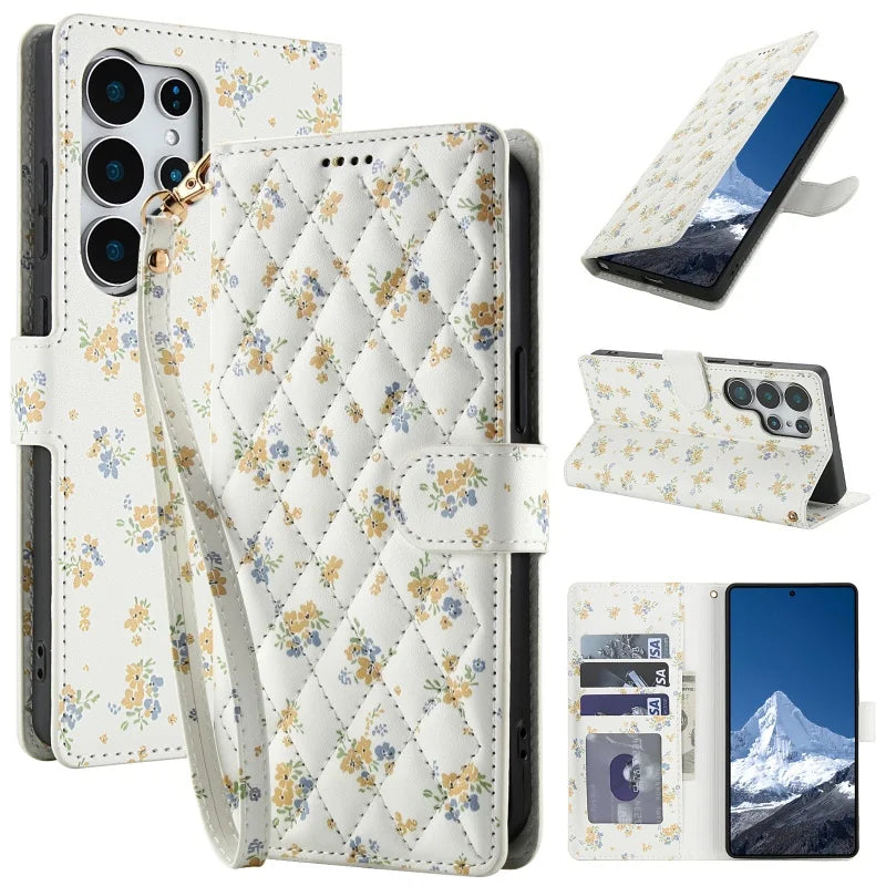 Etui imprimé floral à fermeture magnétique pour Samsung (série S début)