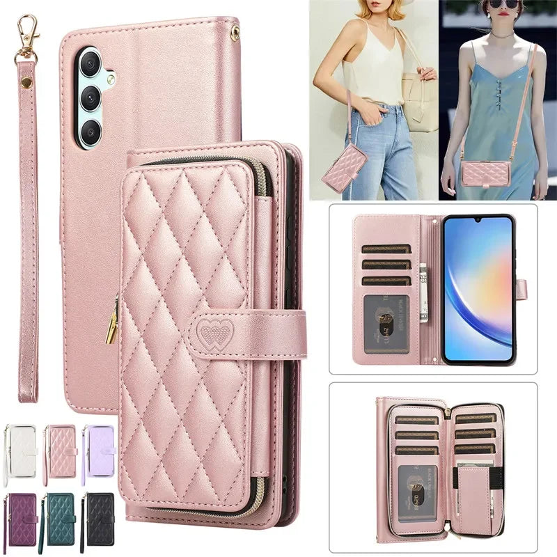 Etui portefeuille à bandoulière très élégant pour Samsung (série S fin)