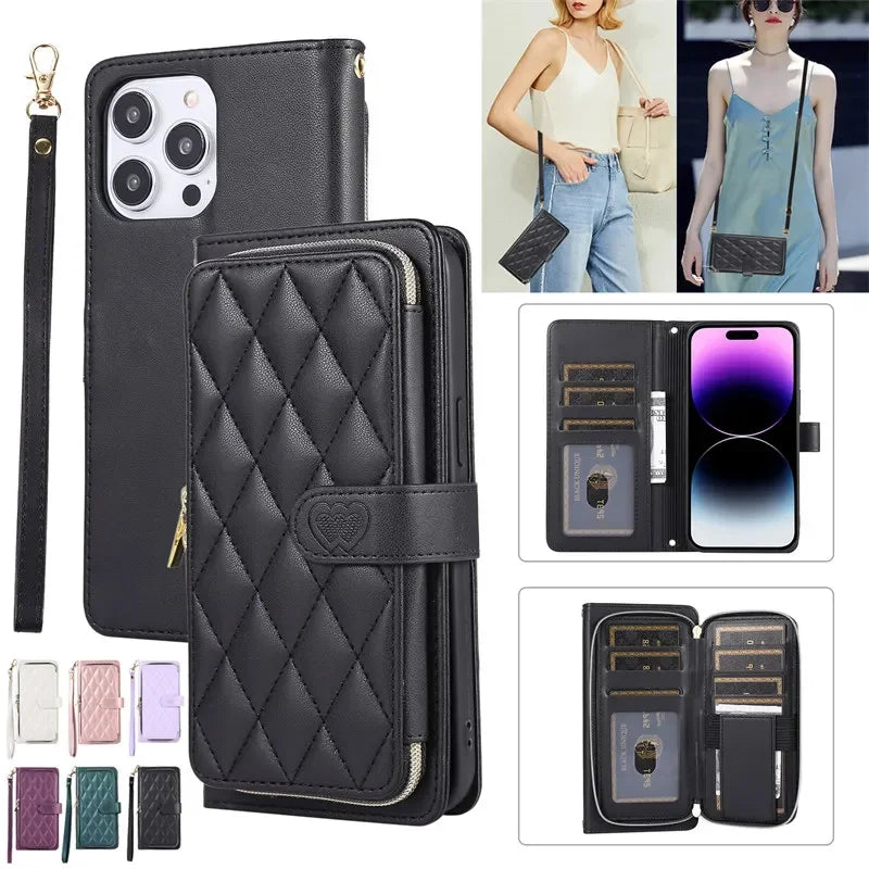 Etui portefeuille à bandoulière très élégant pour iPhone (du 13 au 16)