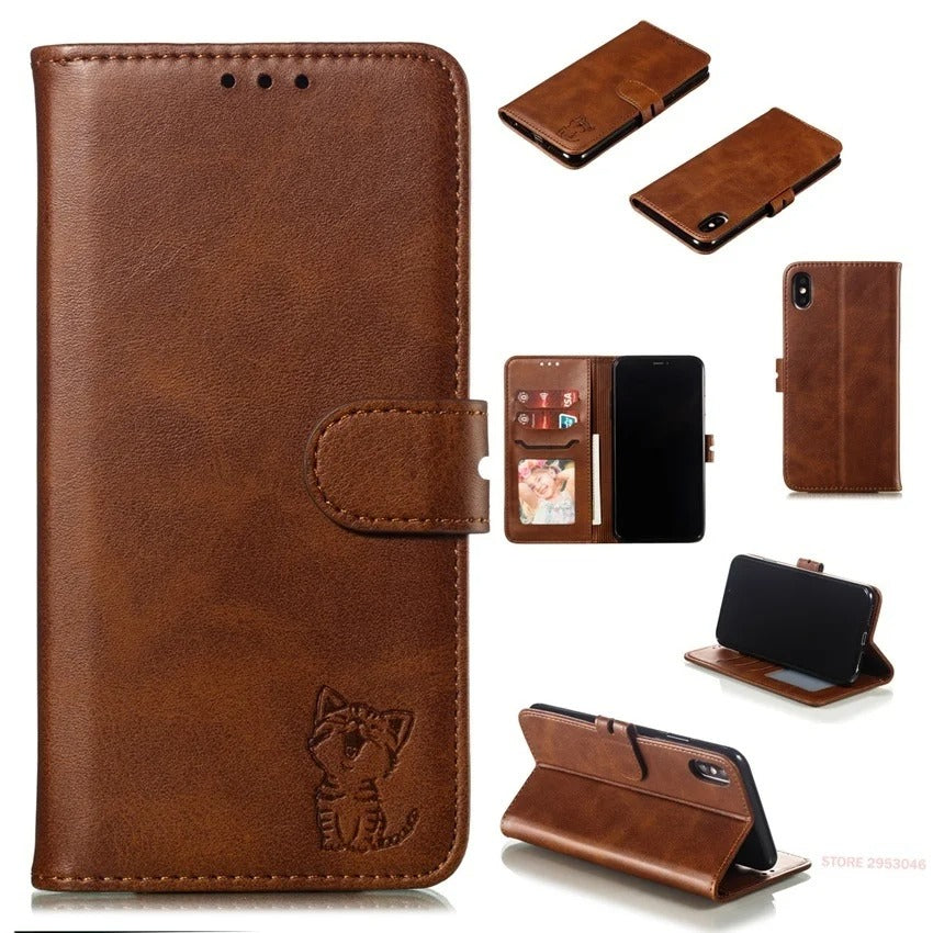 Etui motif chaton, pour protection Samsung (série A début)