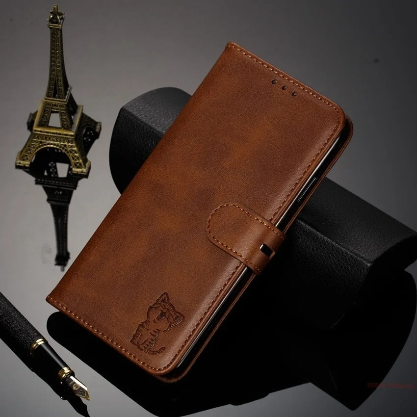 Etui motif chaton, pour protection Huawei (série Honor, Y et Nova)