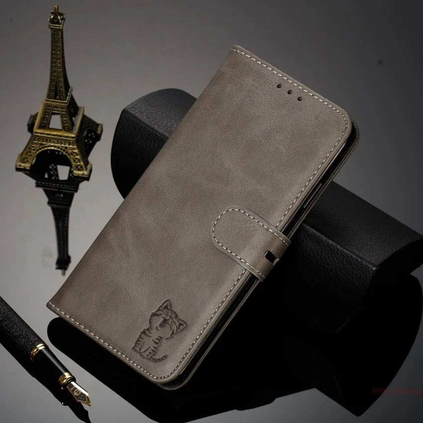 Etui motif chaton, pour protection Samsung (série A fin)