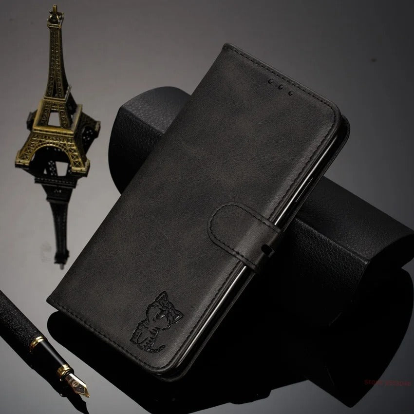 Etui motif chaton, pour protection Huawei (séries P et Mate)