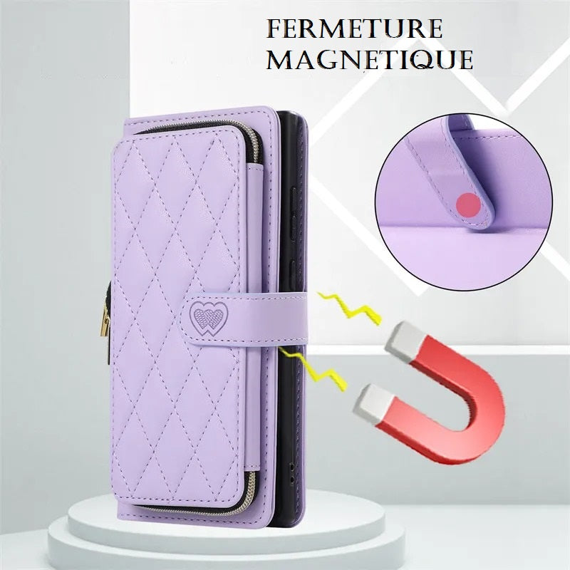 Etui portefeuille à bandoulière très élégant pour Samsung (série A début)