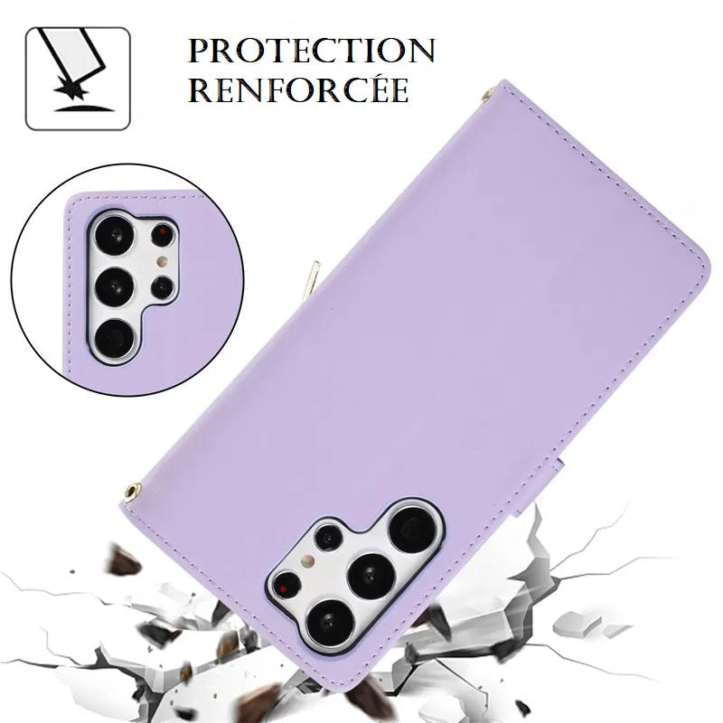 Etui portefeuille à bandoulière très élégant pour Samsung (série A fin)