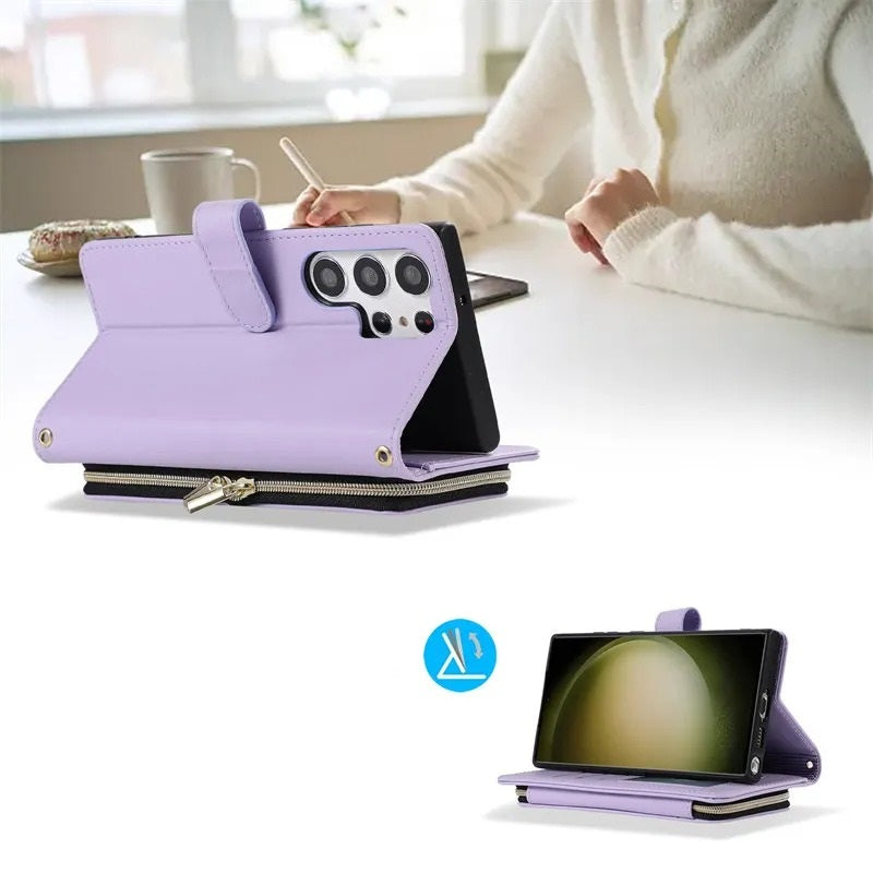 Etui portefeuille à bandoulière très élégant pour Samsung (série S début)