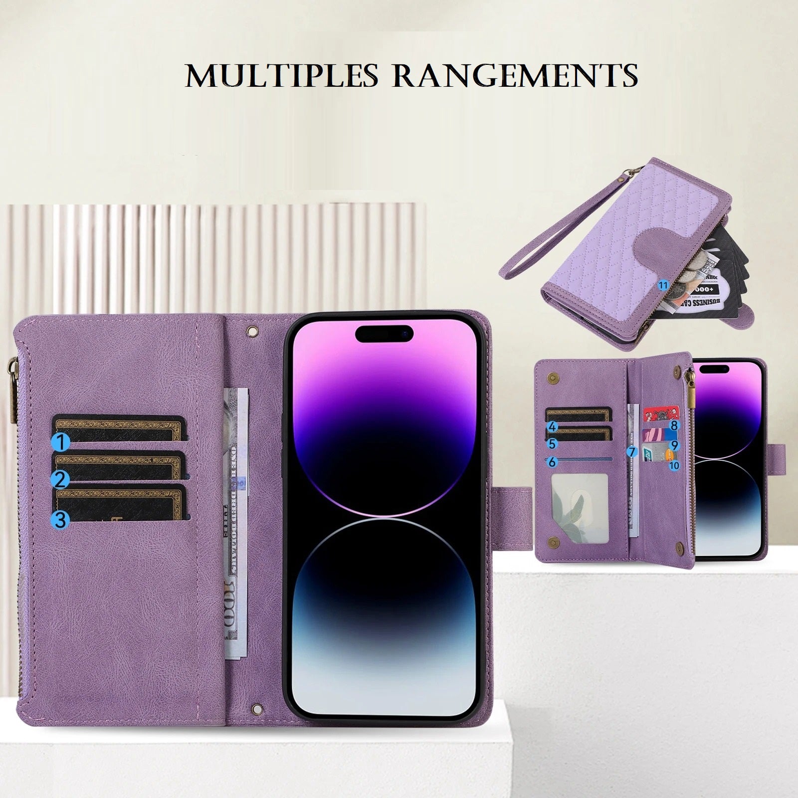 Etui porte-monnaie à bandoulière pour iPhone (du 6 au 12) - www.Phone-Accessoires.fr