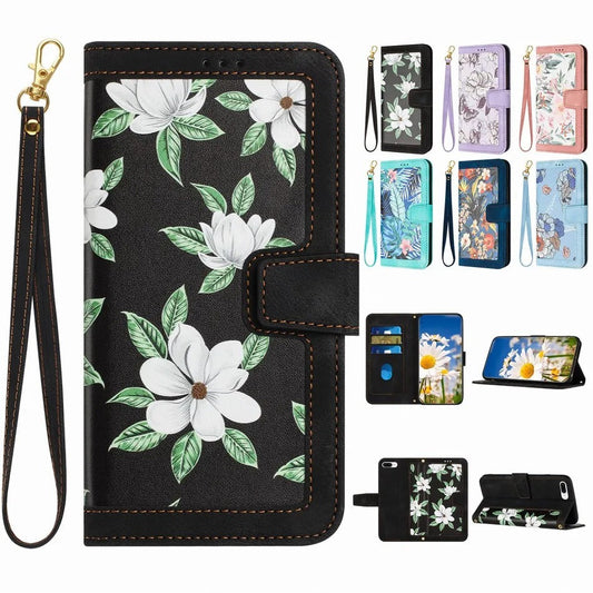Etui imprimé floral à fermeture magnétique pour téléphones Samsung (série A fin)