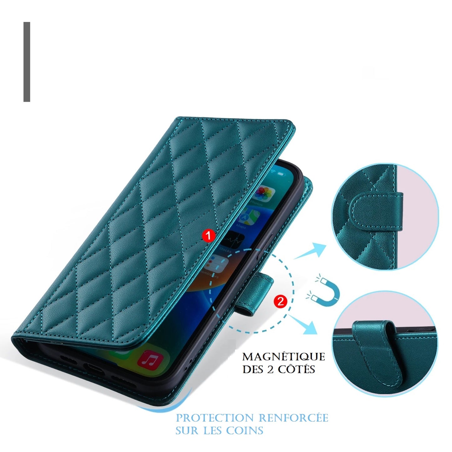 Etui très chic, à bandoulière pour téléphones Huawei (séries P, P Smart et Y)