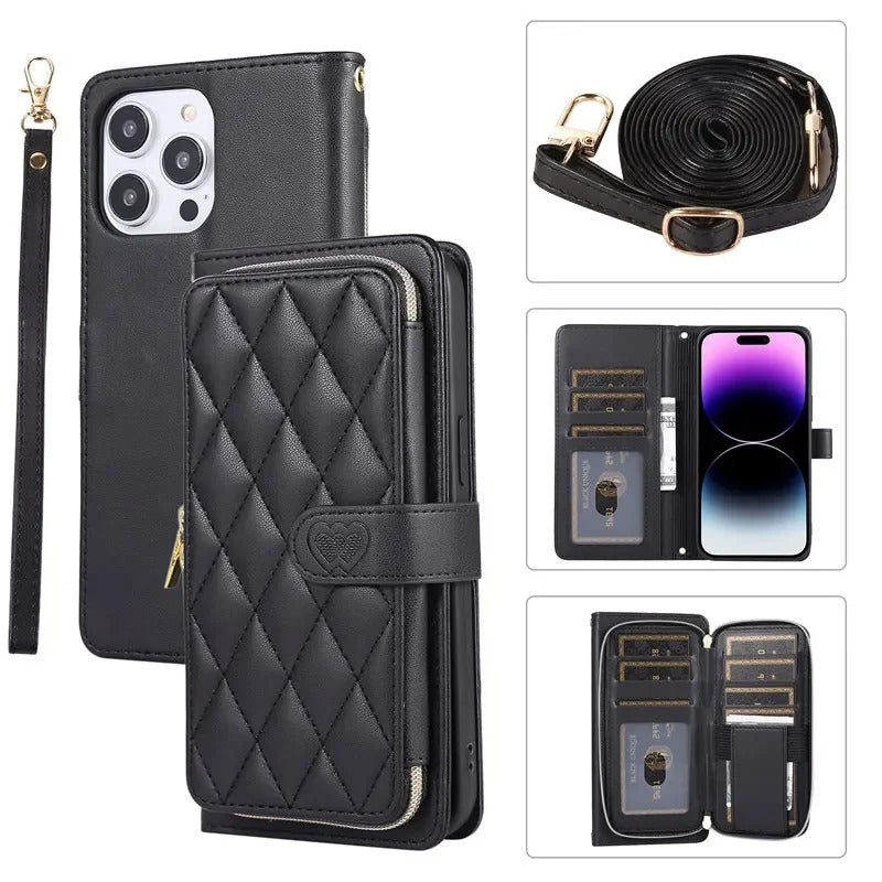 Etui portefeuille à bandoulière très élégant pour iPhone (du X au 13)