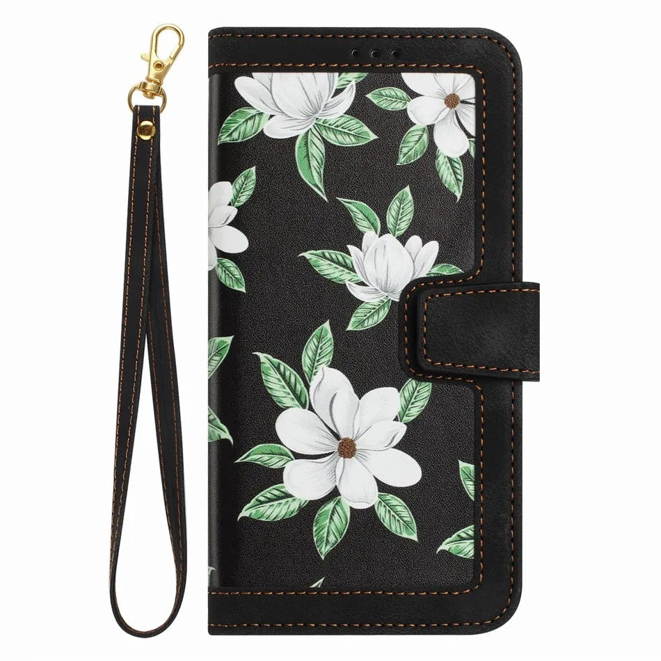 Etui imprimé floral à fermeture magnétique pour téléphones Samsung (série S) - www.Phone-Accessoires.fr