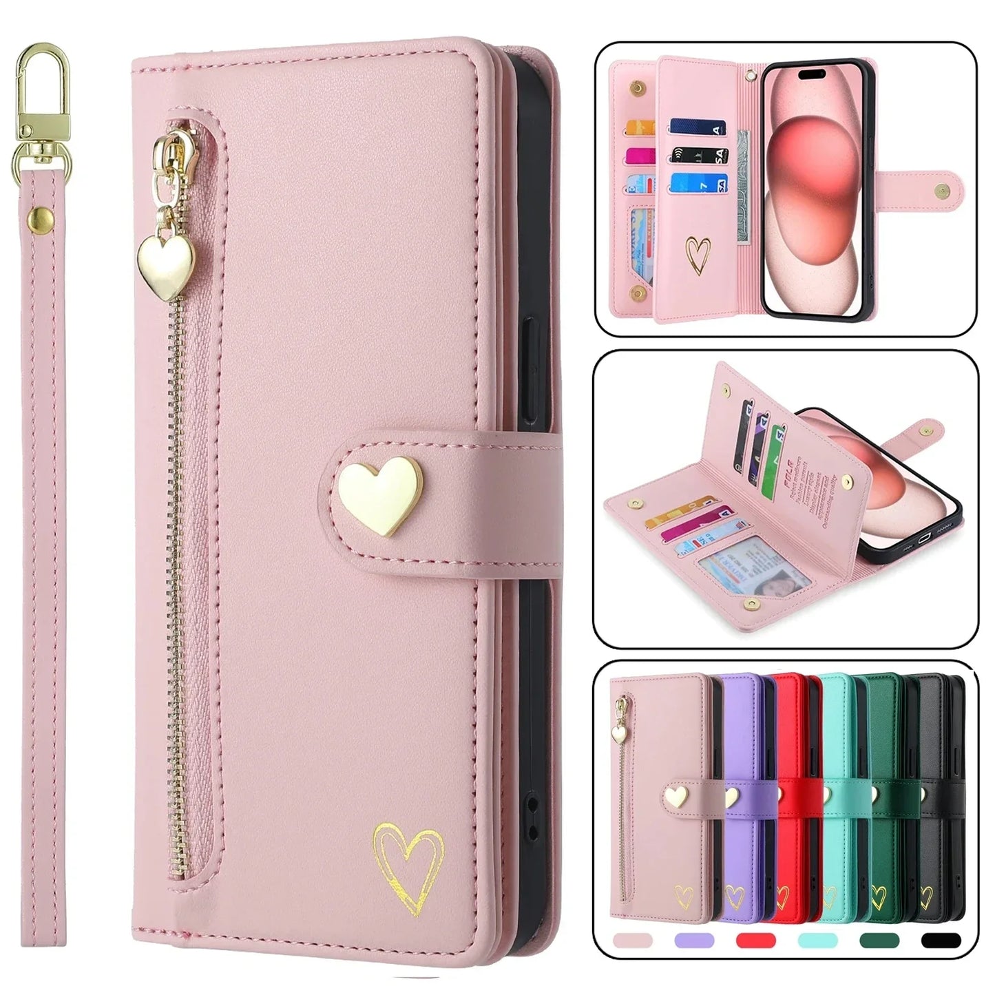 Etui porte-monnaie à lanière pour iPhone (du 13 au 15)