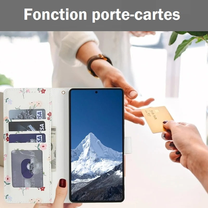 Etui imprimé floral à fermeture magnétique pour Xiaomi (série Poco)