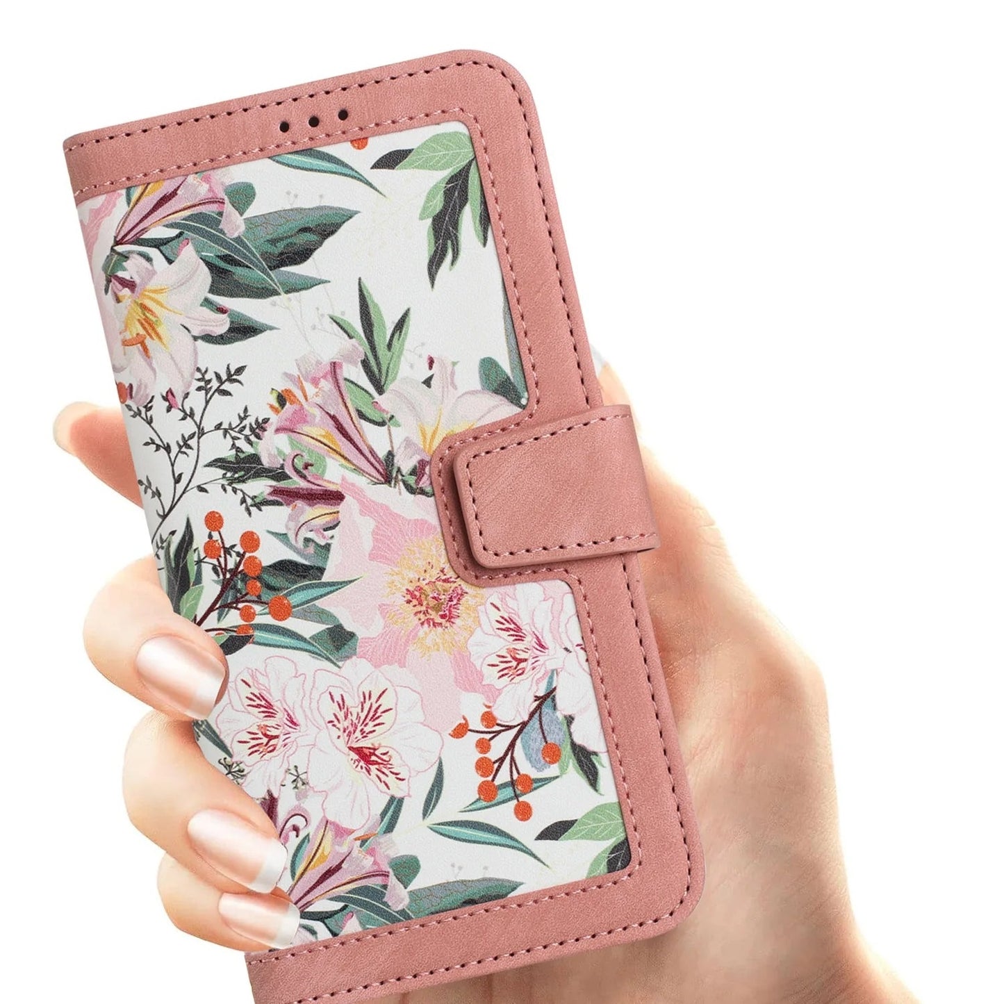 Etui imprimé floral à fermeture magnétique pour téléphones Samsung (série S)