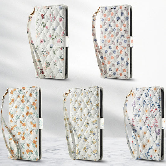 Etui imprimé floral à fermeture magnétique pour téléphones Samsung (série A fin)