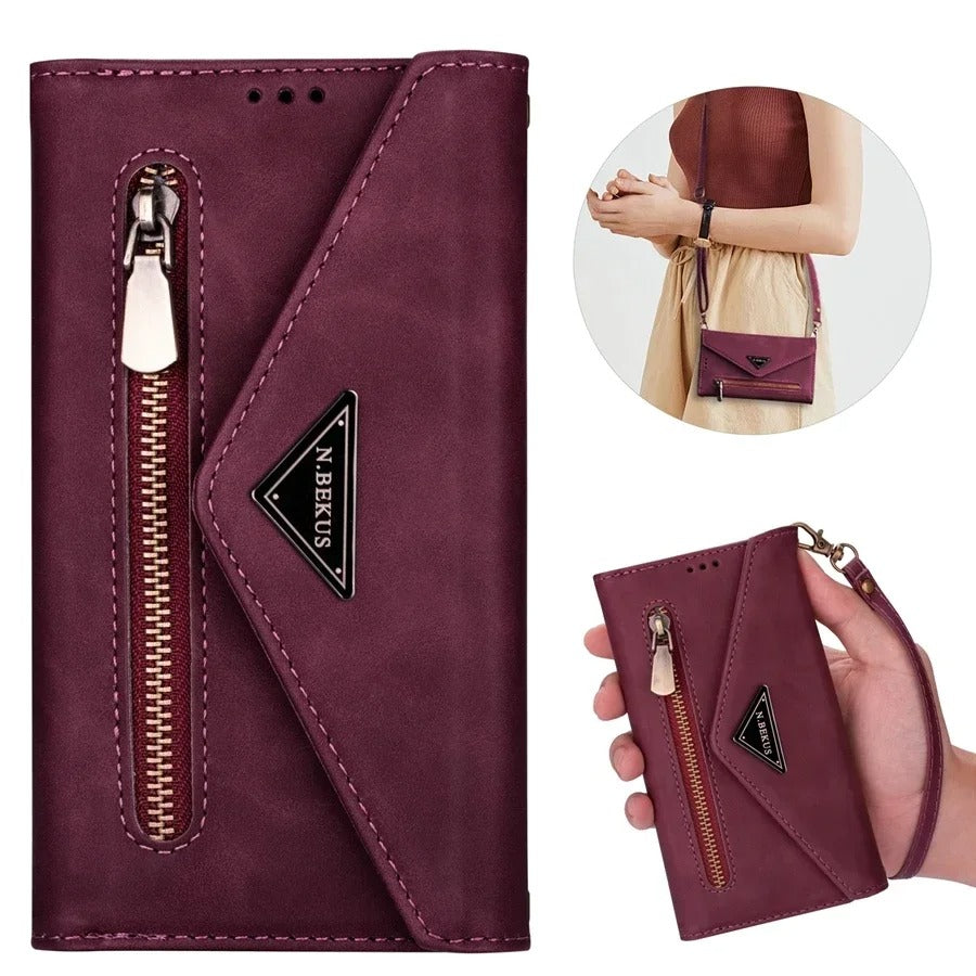 Etui porte-monnaie type sac à main très raffiné pour téléphones Huawei (séries Honor, Mate et Enjoy)